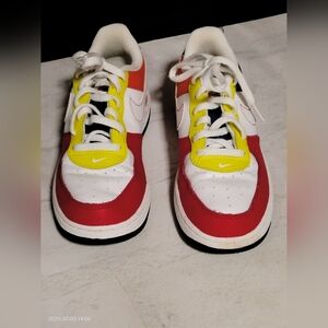 Nike Swoosh Sz 2Y Kids White, Red, and Yellow Sneakers Colorful